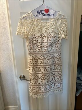 Eliza J Ivory Lace Mini Dress
